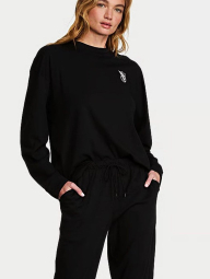 Женская хлопковая пижама Victoria's Secret лонгслив и штаны 1160441244 (Черный M)