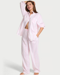 Женская пижама Victoria's Secret рубашка и штаны 1161912844 (Белый/Розовый M)