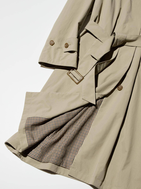 Стильный плащ UNIQLO на пуговицах 1159840379 (Бежевый L)