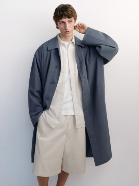 Длинная ветровка UNIQLO плащ 1159840389 (Серый L)