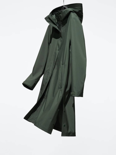 Плащ UNIQLO с капюшоном 1159855777 (Зеленый L)