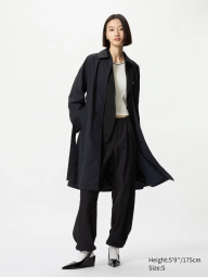 Стильный плащ UNIQLO на пуговицах 1159839969 (Черный S)