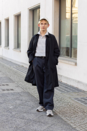 Стильный плащ UNIQLO на пуговицах 1159839969 (Черный S)
