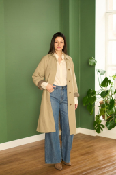 Стильный плащ UNIQLO на пуговицах 1159840379 (Бежевый L)