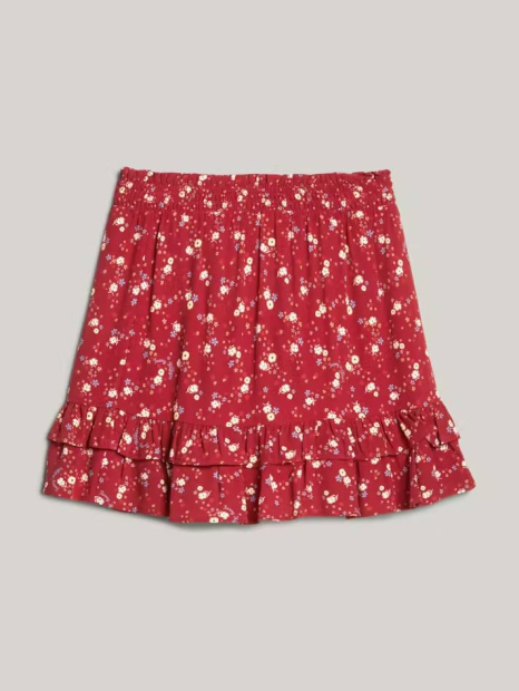 Детская мини-юбка Tommy Hilfiger с цветочным принтом и оборками 1159840641 (Красный 4)