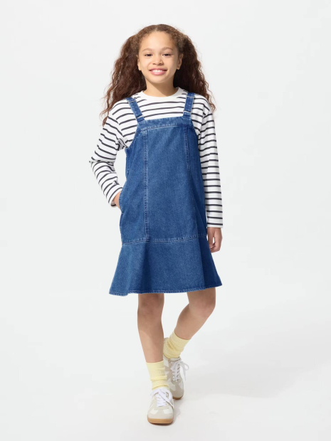 Джинсова дитяча сукня-комбінезон UNIQLO 1159855263 (Синій 105-115) на зріст 155-165 см