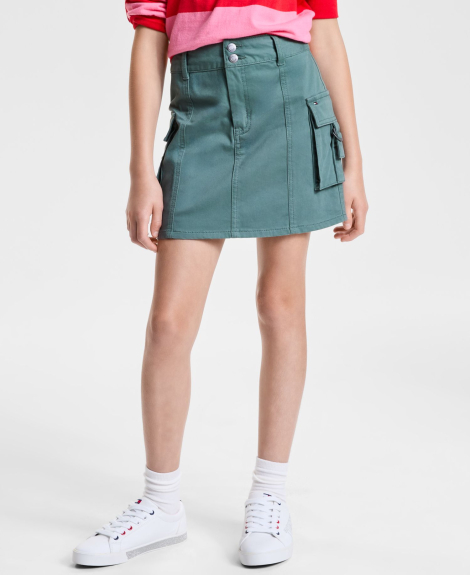 Хлопковая юбка-карго Tommy Hilfiger для девочек 1159864382 (Зеленый 14) на рост 165 см