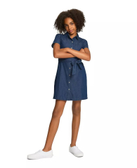 Стильное детское платье-рубашка Calvin Klein с коротким рукавом 1159838991 (Синий S)