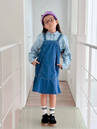 Джинсова дитяча сукня-комбінезон UNIQLO 1159855263 (Синій 105-115) на зріст 155-165 см