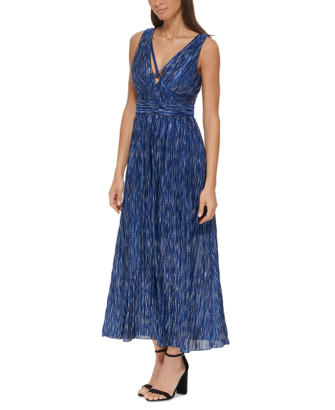 Женское длинное платье GUESS с серебристым узором 1159839148 (Синий 12)