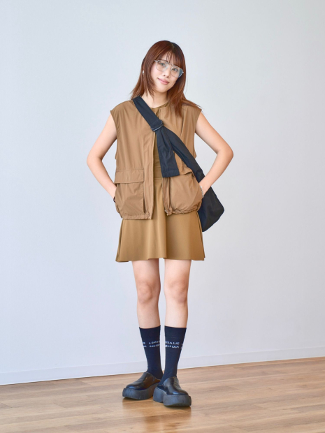 Женское короткое платье Uniqlo AIRism с шортиками 1159841544 (Коричневый M)
