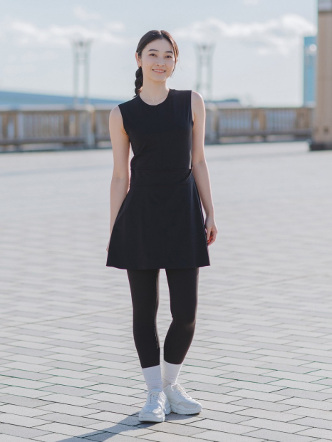 Женское короткое платье Uniqlo AIRism с шортиками 1159841599 (Черный XL)
