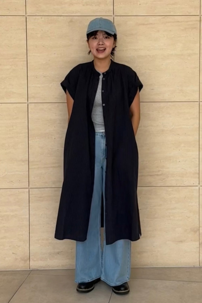 Свободное платье из льняной смеси UNIQLO в полоску 1159842873 (Синий M)