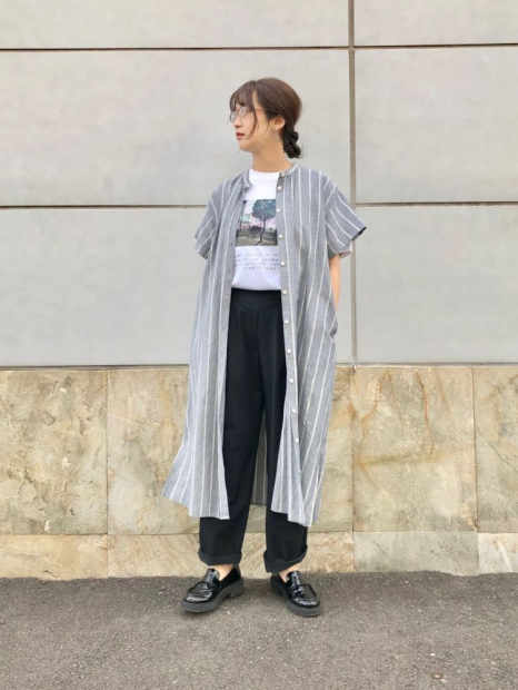 Женское платье-рубашка UNIQLO с поясом 1159843365 (Серый S)
