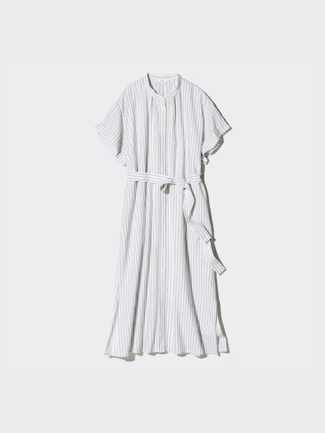 Женское платье-рубашка UNIQLO с поясом 1159843372 (Белый S)