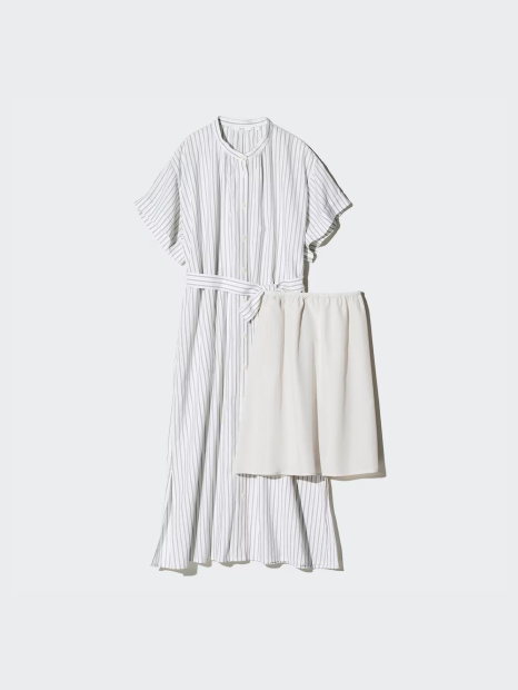 Женское платье-рубашка UNIQLO с поясом 1159843372 (Белый S)