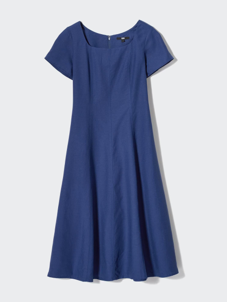 Платье из льняной смеси Uniqlo 1159843571 (Синий S)