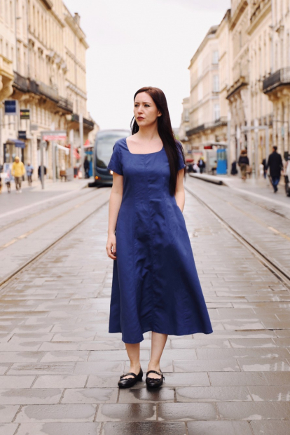 Платье из льняной смеси Uniqlo 1159843571 (Синий S)