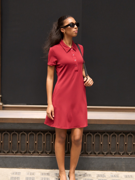 Женское короткое платье-поло Uniqlo 1159846036 (Красный S)