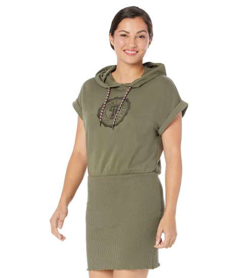 Платье-худи Tommy Hilfiger с короткими рукавами 1159848297 (Зеленый XS)