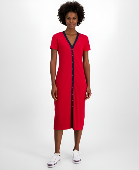 Женское платье Tommy Hilfiger в рубчик 1159848735 (Красный XS)