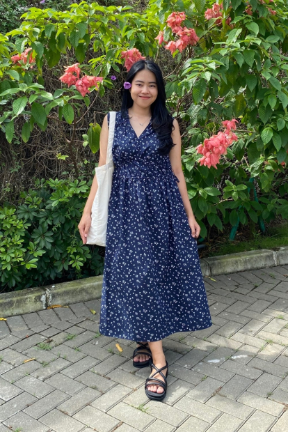 Хлопковое платье Uniqlo с принтом 1159850790 (Синий XL)