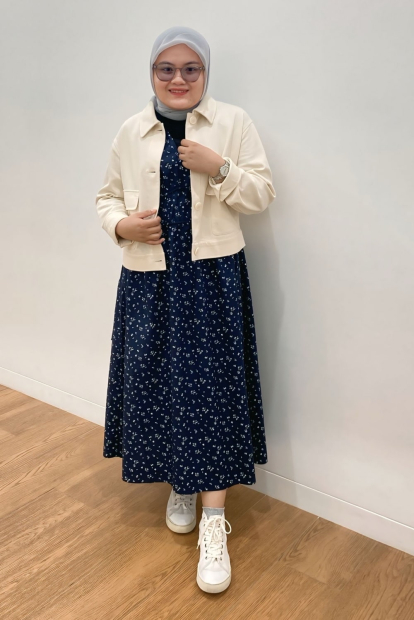 Хлопковое платье Uniqlo с принтом 1159850790 (Синий XL)