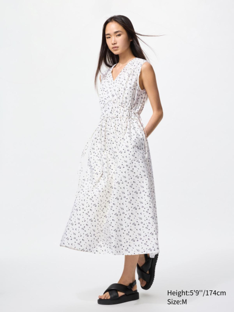 Хлопковое платье Uniqlo с принтом 1159851321 (Белый XS)