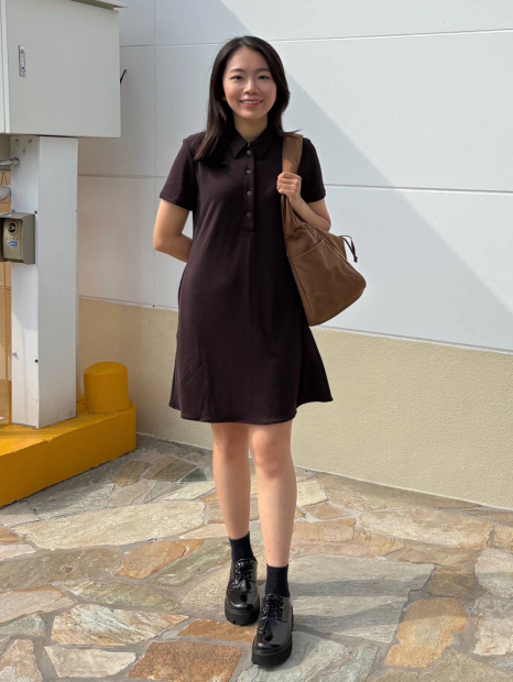 Жіноча коротка сукня-поло Uniqlo 1159851980 (Коричнева S)