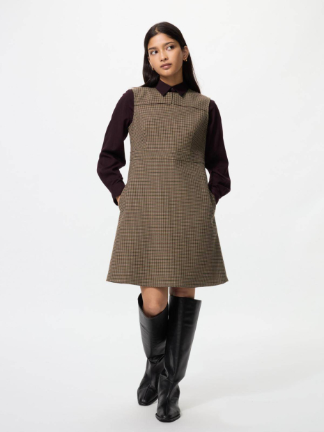 Женское короткое платье Uniqlo 1159853343 (Коричневый S)