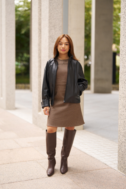 Женское короткое платье Uniqlo 1159853343 (Коричневый S)