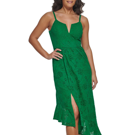 Женское платье миди GUESS с перфорацией 1159854005 (Зеленый 14)