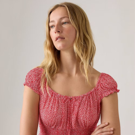 Легкое женское платье Levi's с принтом 1159854295 (Красный S)