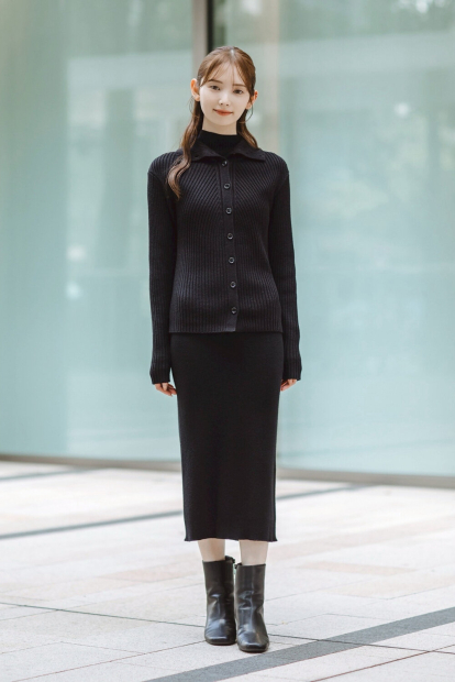 Жіноче плаття із 3D-в'язаної суміші мериносової вовни UNIQLO 1159855269 (Чорний XS)