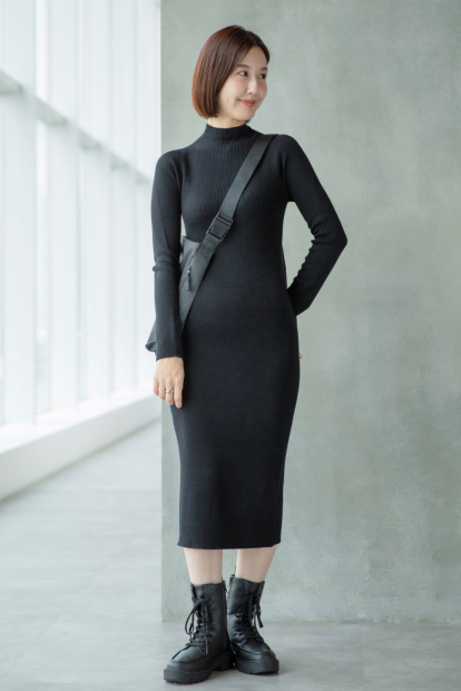 Жіноче плаття із 3D-в'язаної суміші мериносової вовни UNIQLO 1159855269 (Чорний XS)