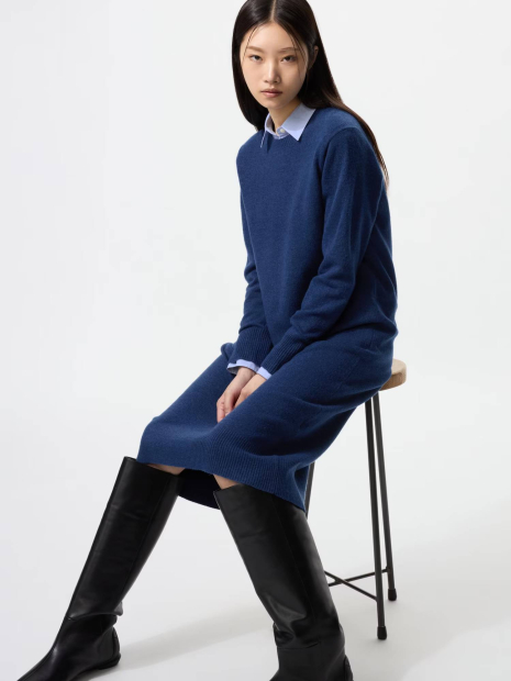 Платье из пряжи Soufflé от Uniqlo 1159855327 (Синий XS)