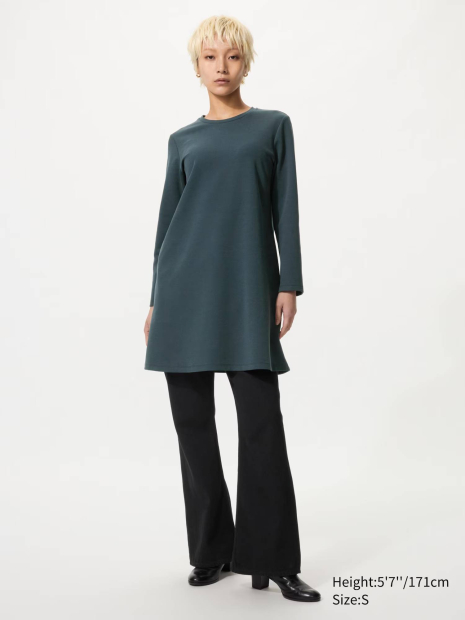 Женское платье-мини UNIQLO эластичное 1159864924 (Зеленый S)