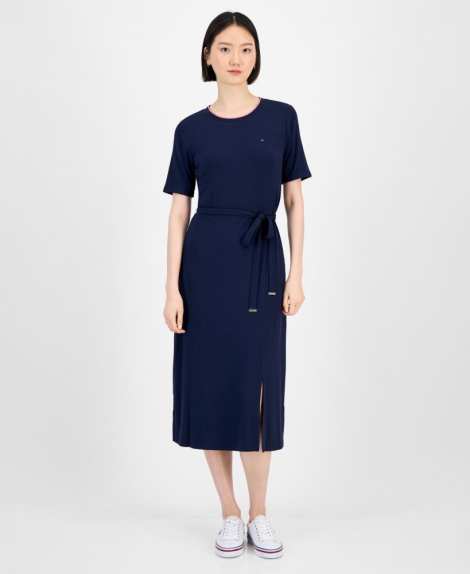 Женское платье Tommy Hilfiger из трикотажа в рубчик 1159864953 (Синий XS)