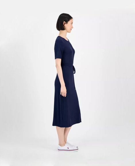 Женское платье Tommy Hilfiger из трикотажа в рубчик 1159864953 (Синий XS)