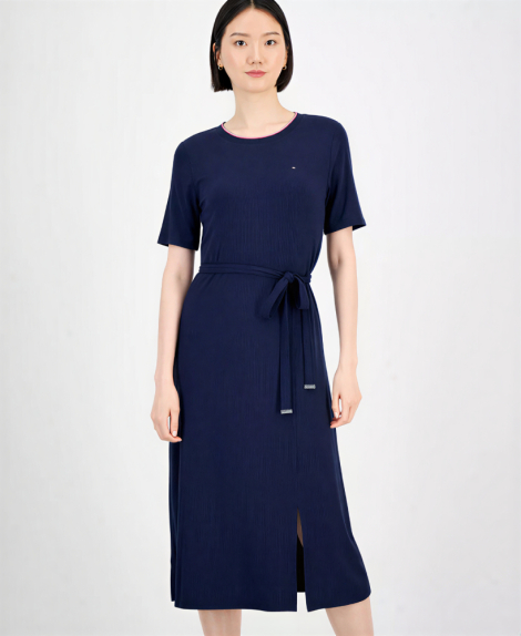 Женское платье Tommy Hilfiger из трикотажа в рубчик 1159864953 (Синий XS)