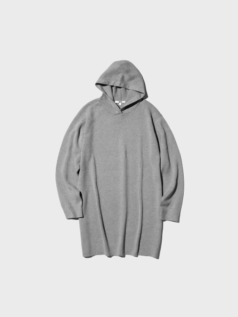 Вязаное платье-худи Uniqlo 1160358238 (Серый M)