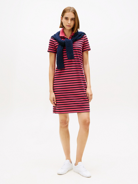 Женское платье-поло Tommy Hilfiger в полоску 1161041078 (Розовый/Синий S)