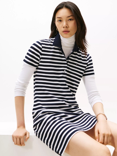 Женское платье-поло Tommy Hilfiger в полоску 1161070649 (Синий/Белый S)