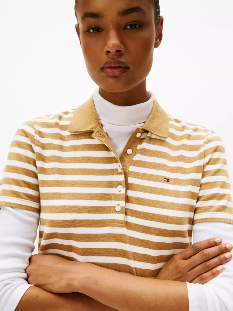Жіноча сукня-поло Tommy Hilfiger в смужку 1161143927 (Бежевий/Коричневий S)