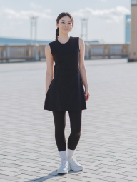 Женское короткое платье Uniqlo AIRism с шортиками 1159841599 (Черный XL)