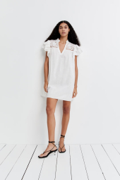 Женское хлопковое платье H&M с вышивкой 1159842199 (Белый S)