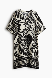 Женское платье-туника H&M из вискозы 1159842203 (Черный/Молочный XS)