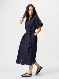 Вільна сукня із лляної суміші UNIQLO в смужку 1159842873 (Синій M)