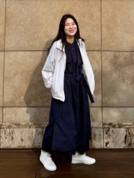 Свободное платье из льняной смеси UNIQLO в полоску 1159842873 (Синий M)