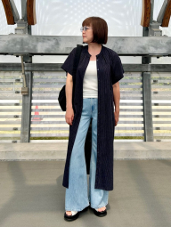 Свободное платье из льняной смеси UNIQLO в полоску 1159842873 (Синий M)
